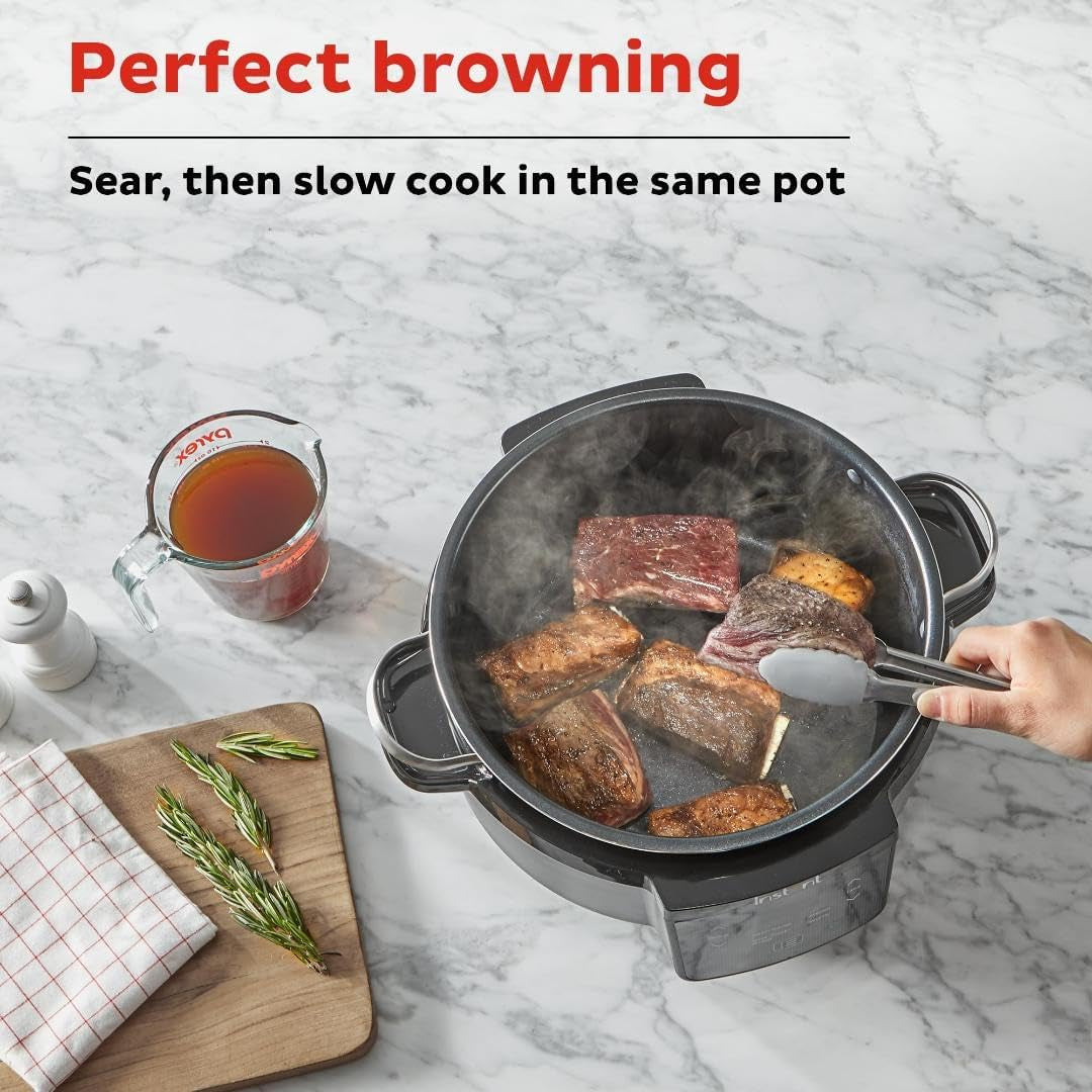 Superior Cooker 7.5QT Slow Cooker and Multicooker, 4-In-1 Functions, Sears/Sauté, Slow Cooks/Roast, Steams and Warms, from the Makers of