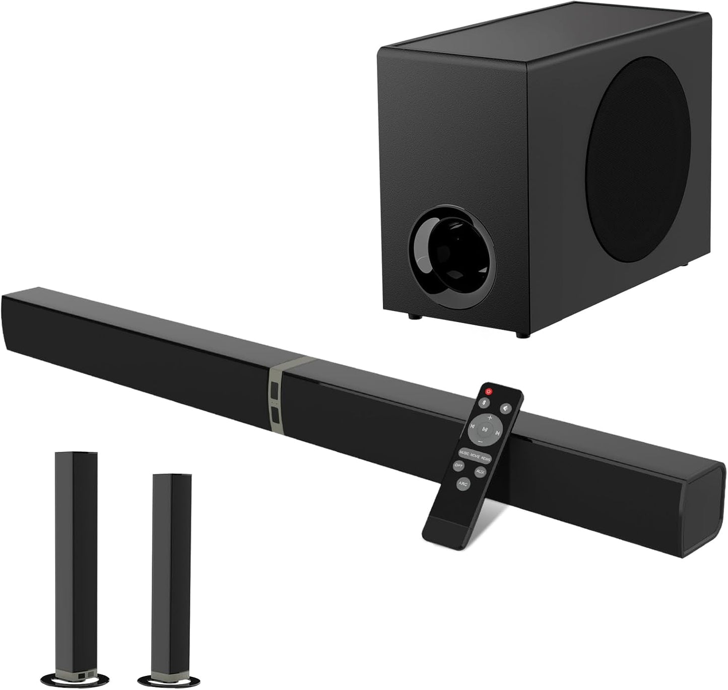 Sound Bar with Subwoofer,120W Soundbar for Smart TV Surround Sound Home Theater System Bluetooth 5.3 Audio Compatible with ARC, AUX, Optical