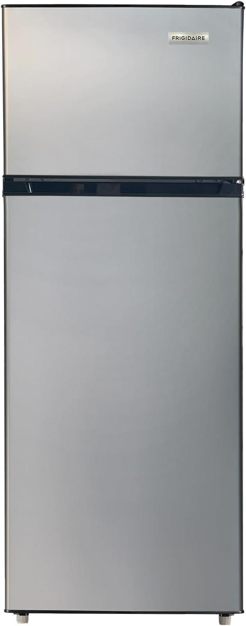 2 Door Apartment Size Refrigerator with Freezer, 7.5 Cu Ft, Adjustable Spill-Proof Shelves, Door & Crisper Bins, Platinum Silver, Garage Ready