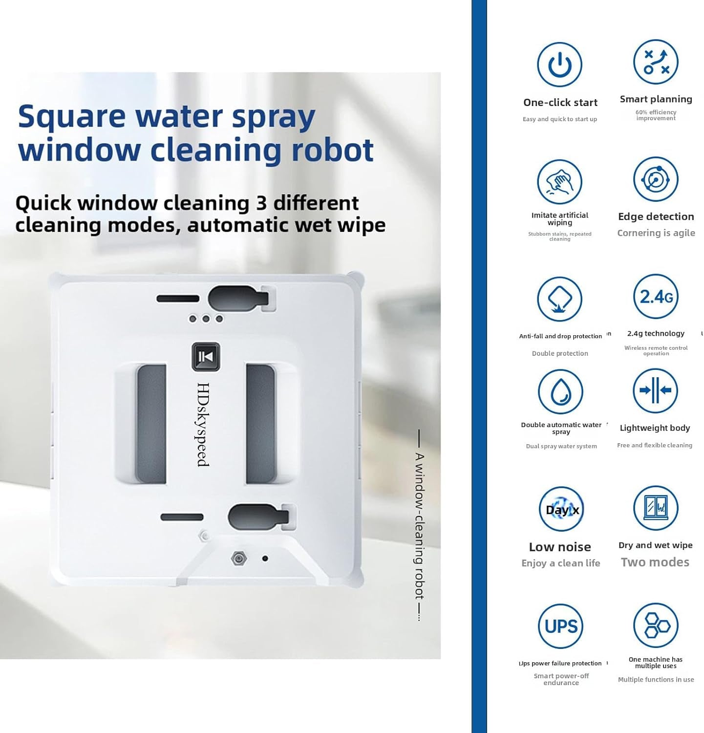 Window Cleaning Robot,Window Washer – AI Electric Vacuum Cleaner for inside and Outside, Robotic Aspiradora with Advanced Navigation