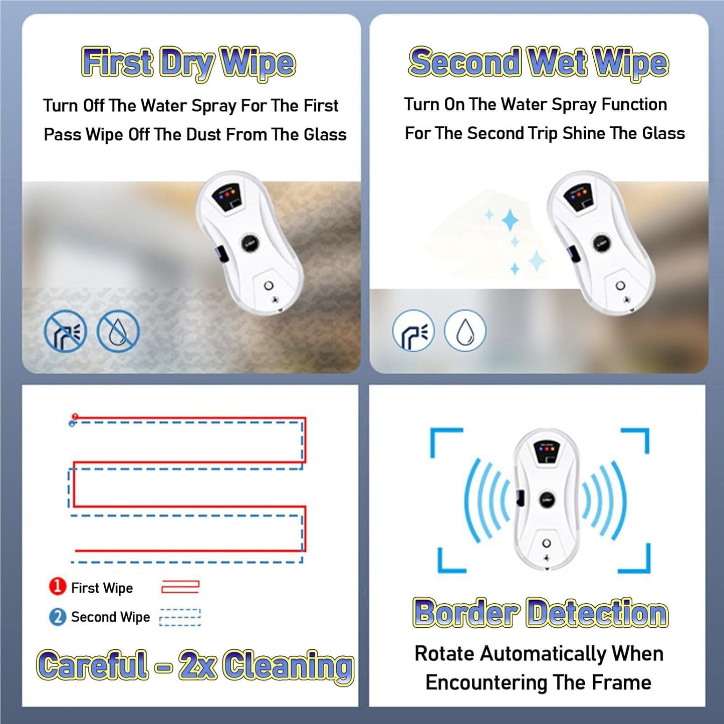Window Cleaner Robot, with Automatic Water Spray Smart Glass Cleaning Robotic for Indoor and Outdoor Glass Tile Window Smart Cleaner Kit with Remote Control