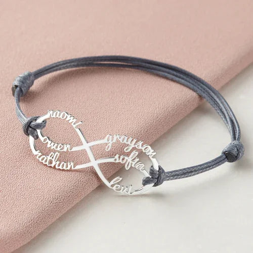 Mom Bracelet With Kids Names, Infinity Bracelet With Names,Mom Jewelry