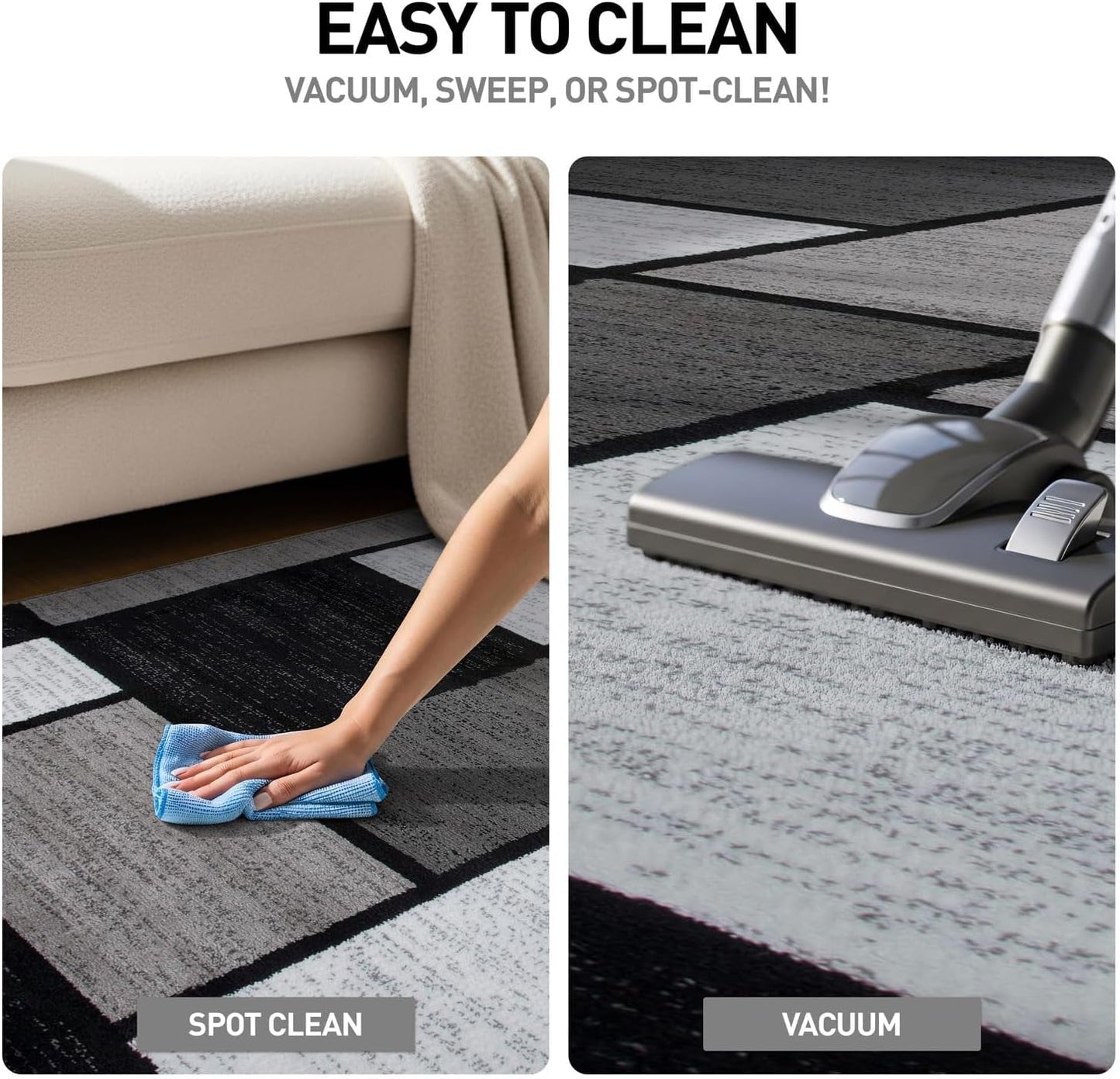 Contemporary Modern Boxes for Home Office,Living Room,Bedroom,Kitchen Non-Shedding Area Rug 7' 10" X 10' 2" Gray