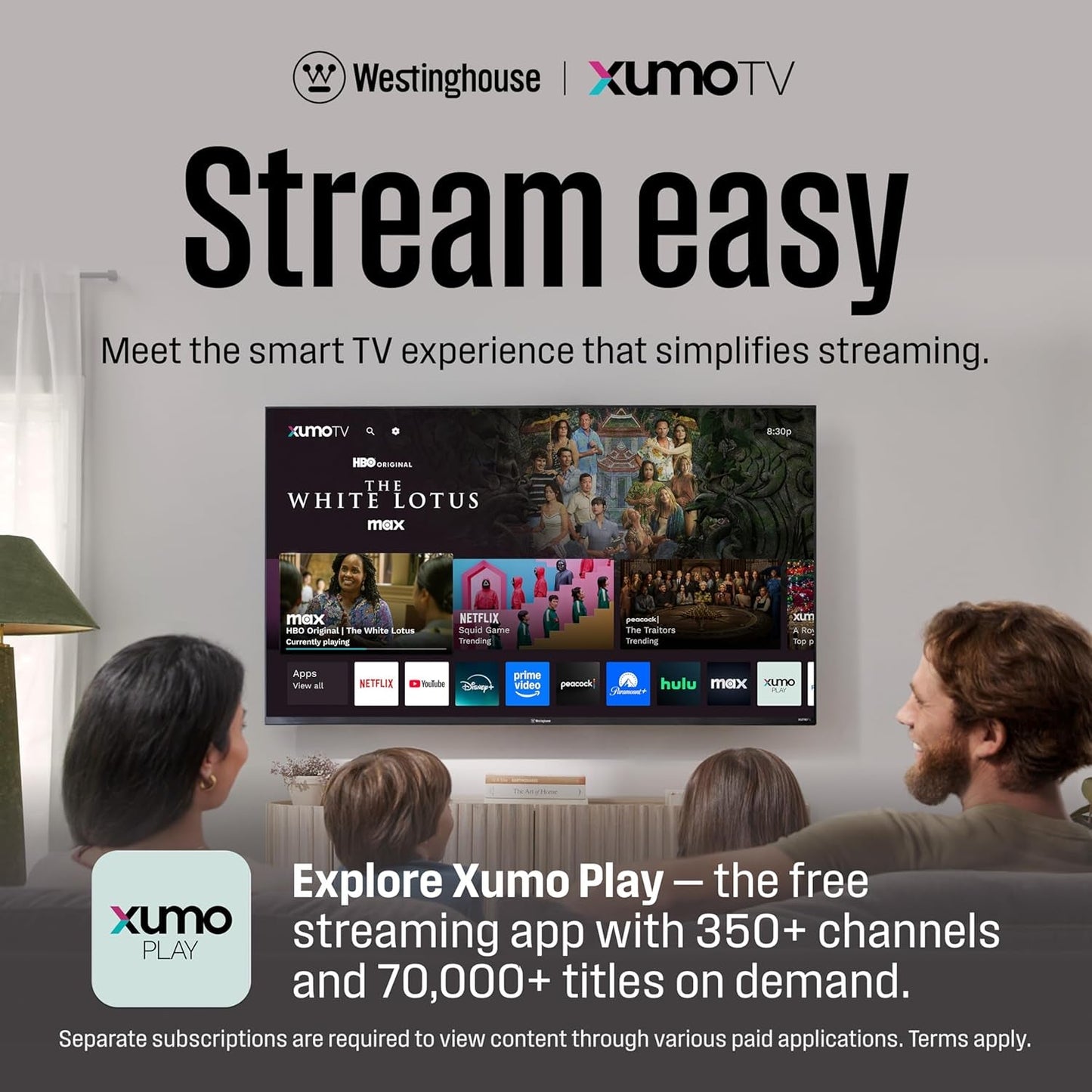 65-Inch Smart TV, 4K UHD Xumo TV W/ HDR10, Voice Remote, Dolby Vision, Edgeless, Flat Screen LED Television W/Apple Homekit, Wi-Fi & Mobile Connectivity