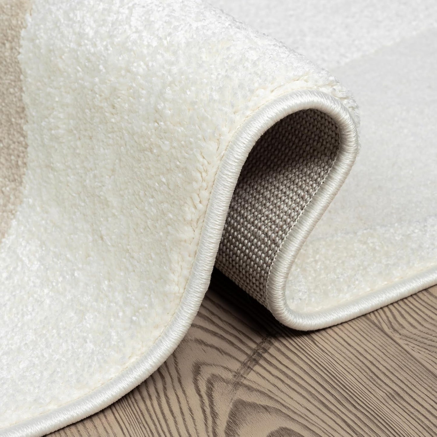 Nomad Cream & Beige Area Rug 6' X 9' for Living Room, Bedroom - Chic Abstract Pattern - Durable & Easy to Clean