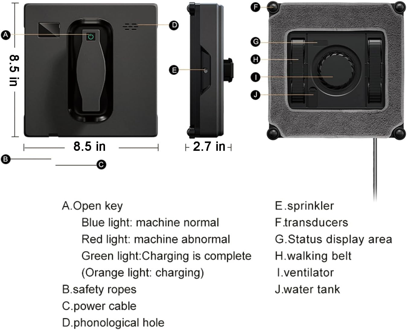 Window Cleaner Robot, Automatic High Suction Power Device for High-Rise Windows, Tiles, Glass Surfaces with 4 Water Spray System
