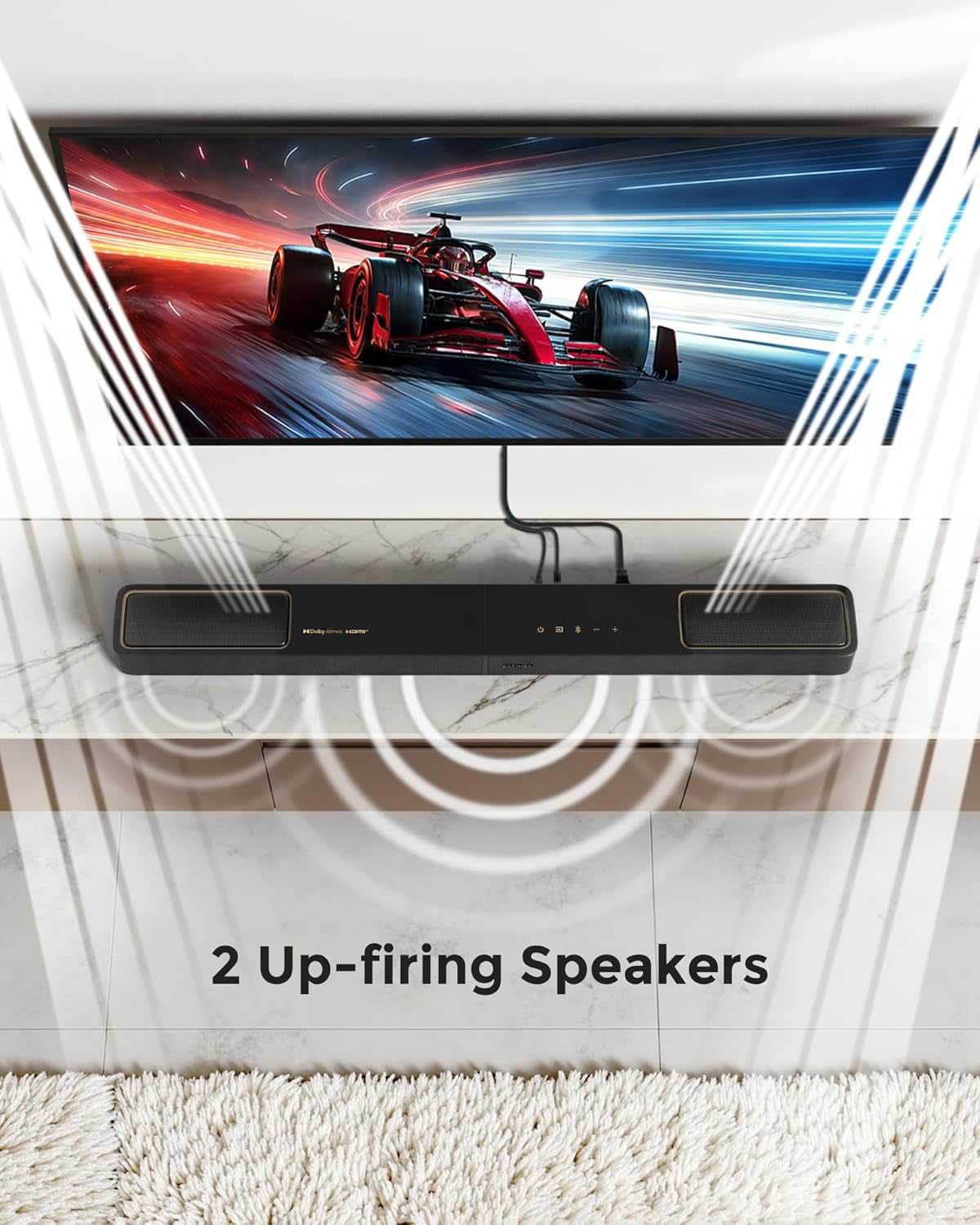 5.1.2Ch Sound Bar with Dolby Atmos, Surround Sound System for TV with 2 Surround Speakers, Sound Bar for Smart TV, Soundbar with Subwoofer for Home Theater, BT 5.4, HDMI Earc, Skywave F40