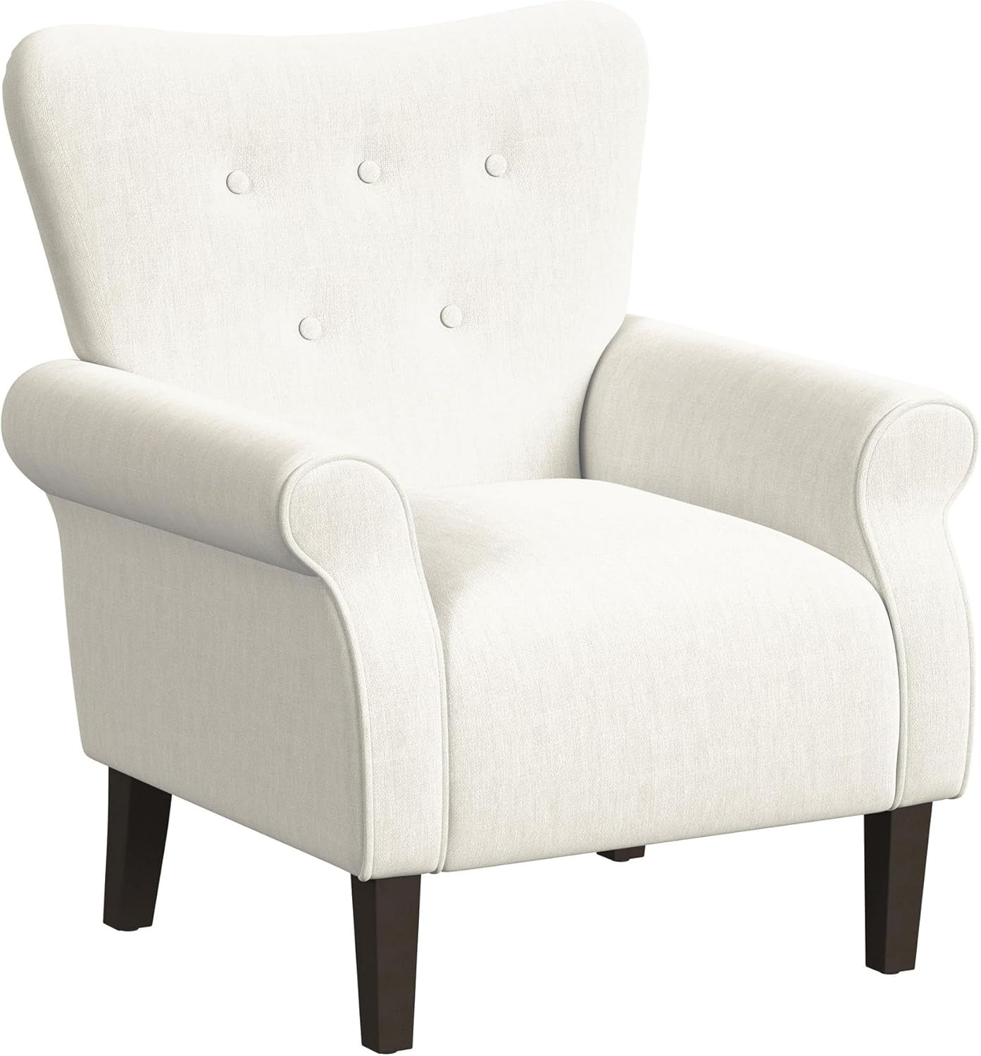 Home Decor | Upholstered Rolled Arm Accent Chair | Accent Chairs for Living Room & Bedroom | Decorative Home Furniture - Cream Solid Woven
