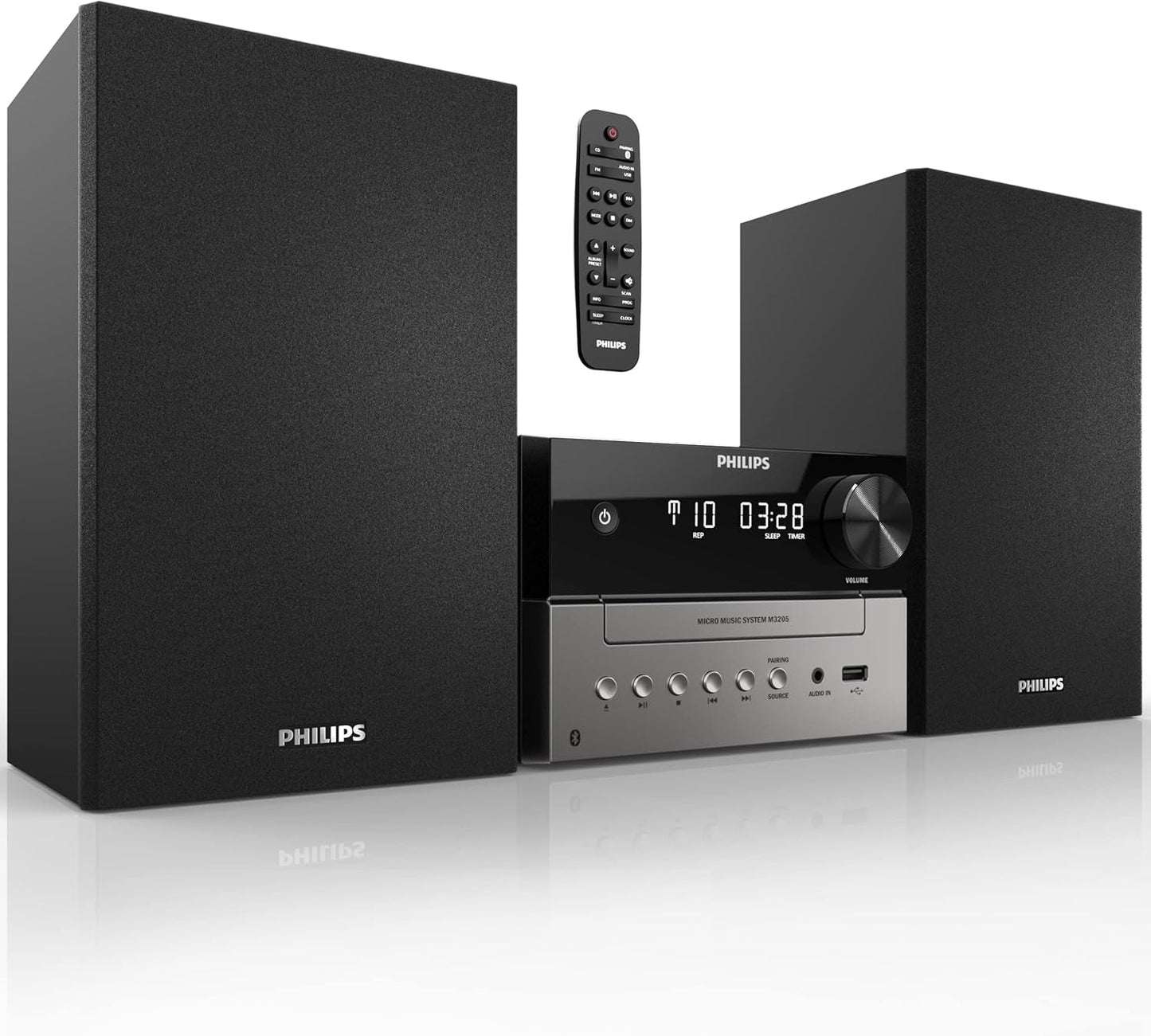 Bluetooth Stereo System for Home with CD Player for Home, Wireless Streaming, MP3, USB, Audio In, FM Radio, 15W, Micro Music Sound System