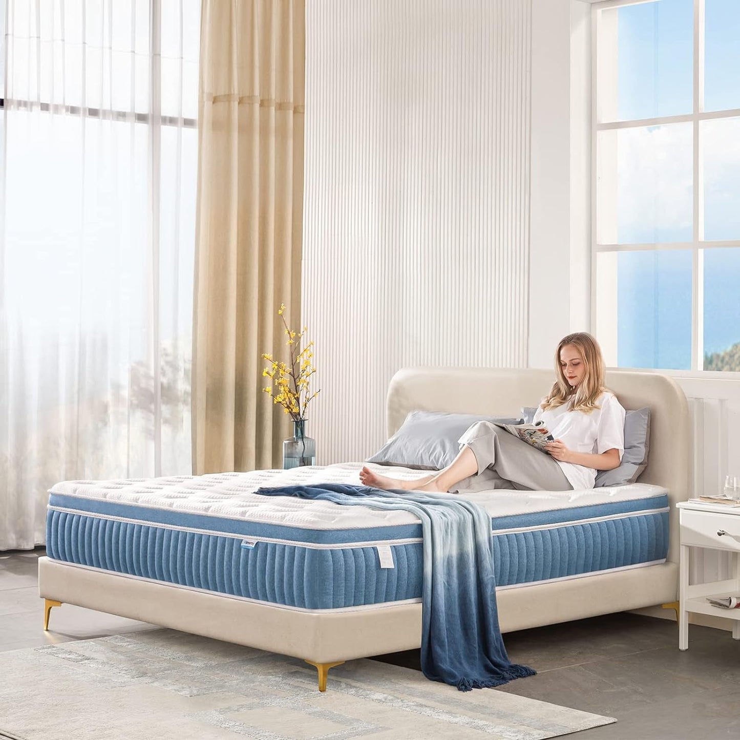 Full Mattress,10 Inch Full Size Mattress in a Box,Individual Pocket Spring Motion Isolation,Soft and Breathable,Back Pain Relief,Colchones Full
