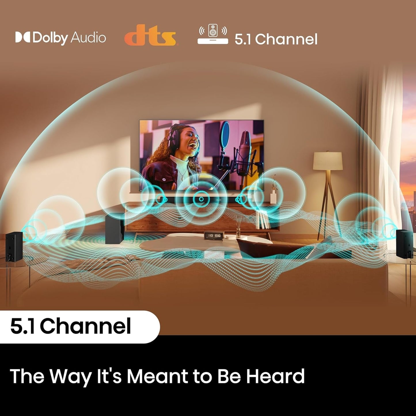 HS5100 5.1Ch Sound Bar with Wireless Subwoofer, 540W, Dolby Digital Plus, Bluetooth 5.3, Ezplay, Roku TV Ready, DTS: X, Hdmi/Aux/Arc/Optical/Usb (HS5100, 2024 Model)