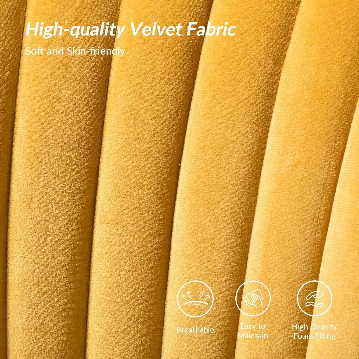 Velvet Loveseat Sofa with Gold Legs, Mid-Century Modern Upholstered Love Seat Couch, Tufted Small 2-Seat Sofa Armless for Living Room, Bedroom, Apartment Small Spaces, Mustard